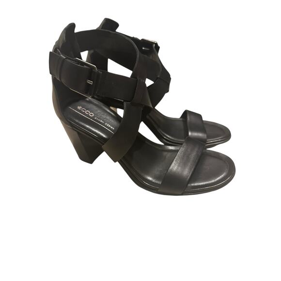 NWOB Ecco Black Shape 65 Block Heels Size 39/8.5 QuietLuxury Minimalist Workwear - Picture 2 of 9